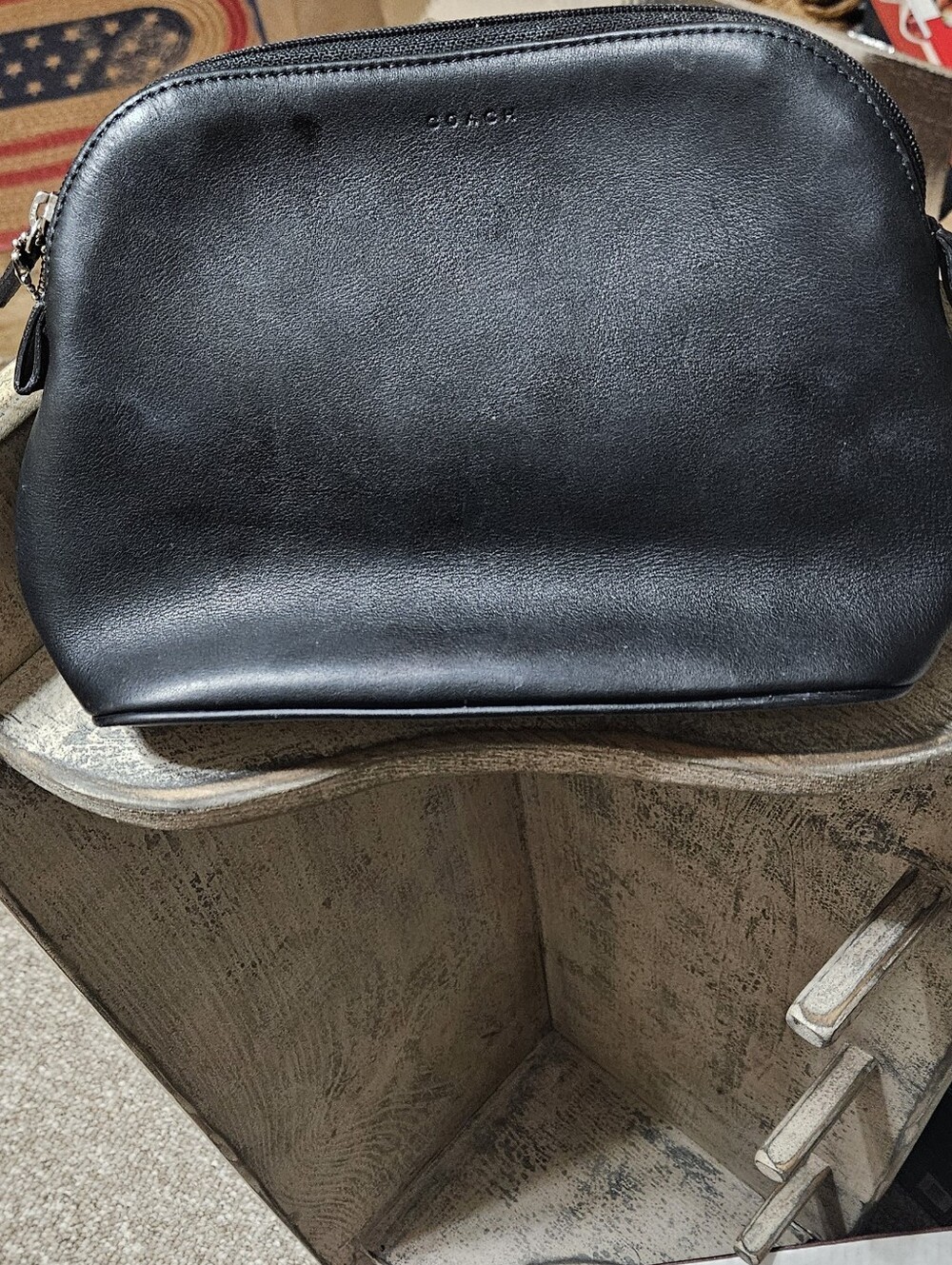 Vintage Rare Coach Black Leather Cosmetic Case